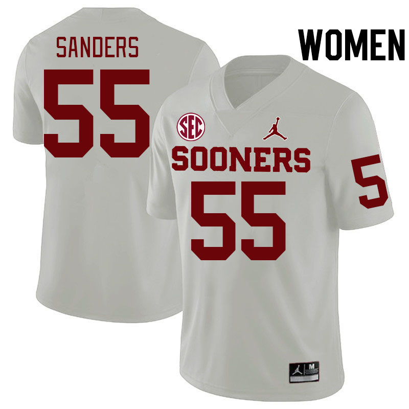 Women #55 Ashton Sanders Oklahoma Sooners 2024 SEC Conference College Football Jerseys-White